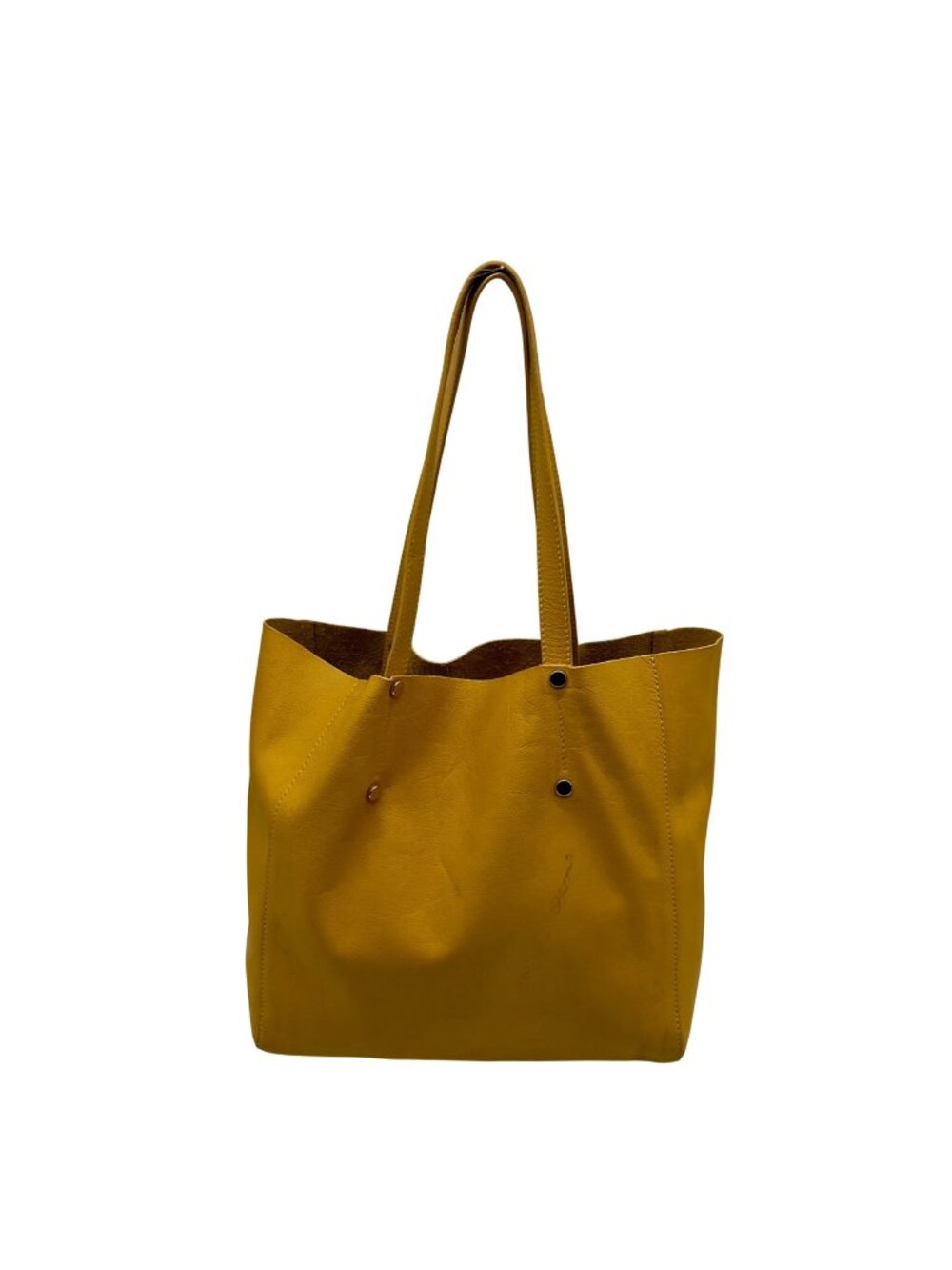 Uno Alla Volta Mustard Yellow Pebbled Leather Tote